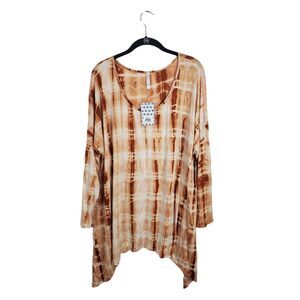 Piphany Artsy Top L Womens Tie Dye Long Sleeve Flowy Geometric Lagen Look